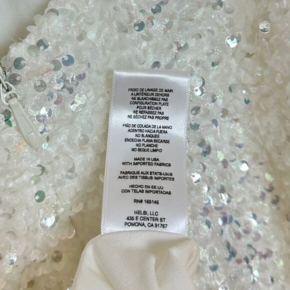HELSI Helsi Brice Halter Sequin Column Maxi Dress in White Size Medium - Picture 12 of 16